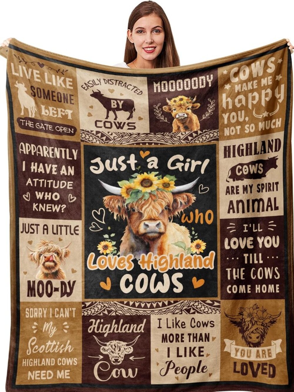 Highland Cow Blanket, Highland Cow Gifts For Women, Cow Gifts For Women For Moth